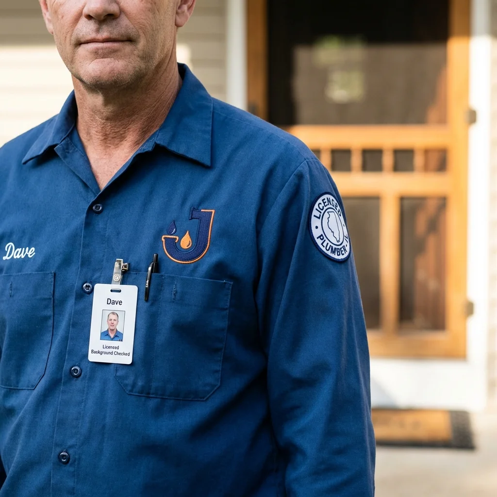 Licensed plumber showing ID badge in Nashville, GA