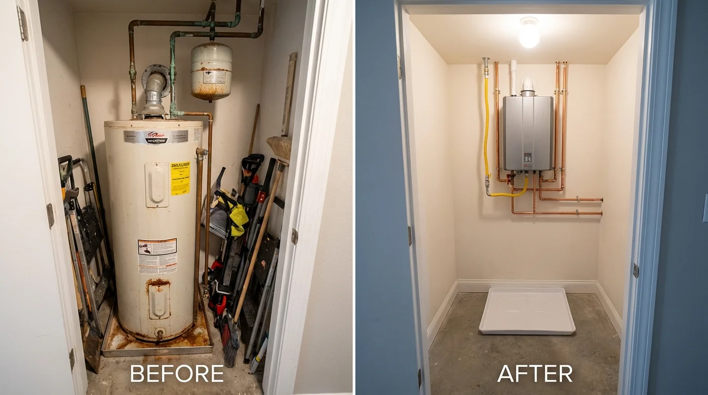 Tank water heater versus wall-mounted tankless unit comparison for Nashville, GA homeowners