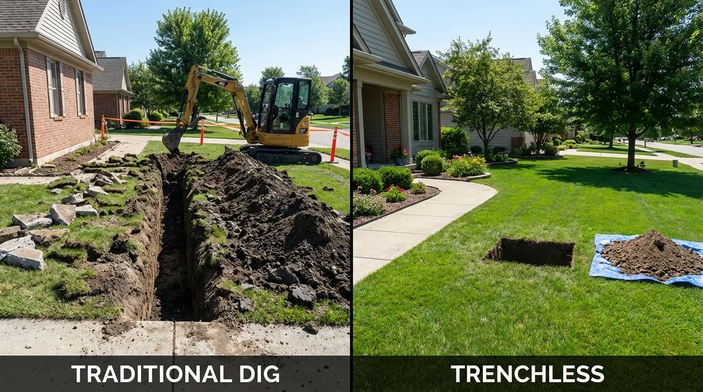 Trenchless sewer repair with minimal yard damage versus traditional excavation in Nashville, GA